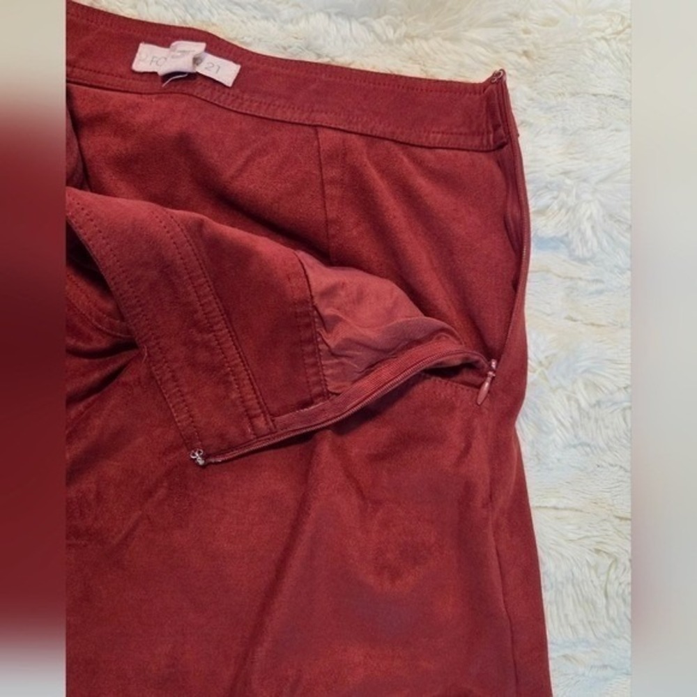 Red Faux Suede Mini Skirt 90s Y2K Aesthetic Fitted Side Zip Size Small - Picture 6 of 6